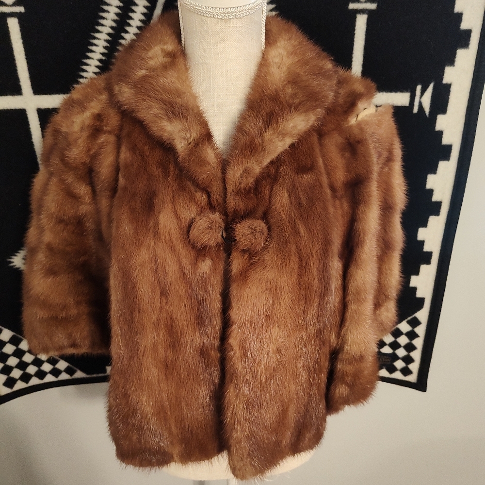 ❤️Vintage 1960's Rike's Furs of Dayton OH-Blonde Mink Car Stole Wrap, OSFM